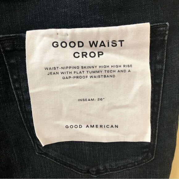 Good American Good Waist Crop Raw Hem Jeans in Blue 631 - Picture 4 of 6